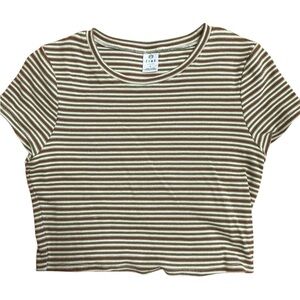 Tillys Striped Brown and White Crop Top